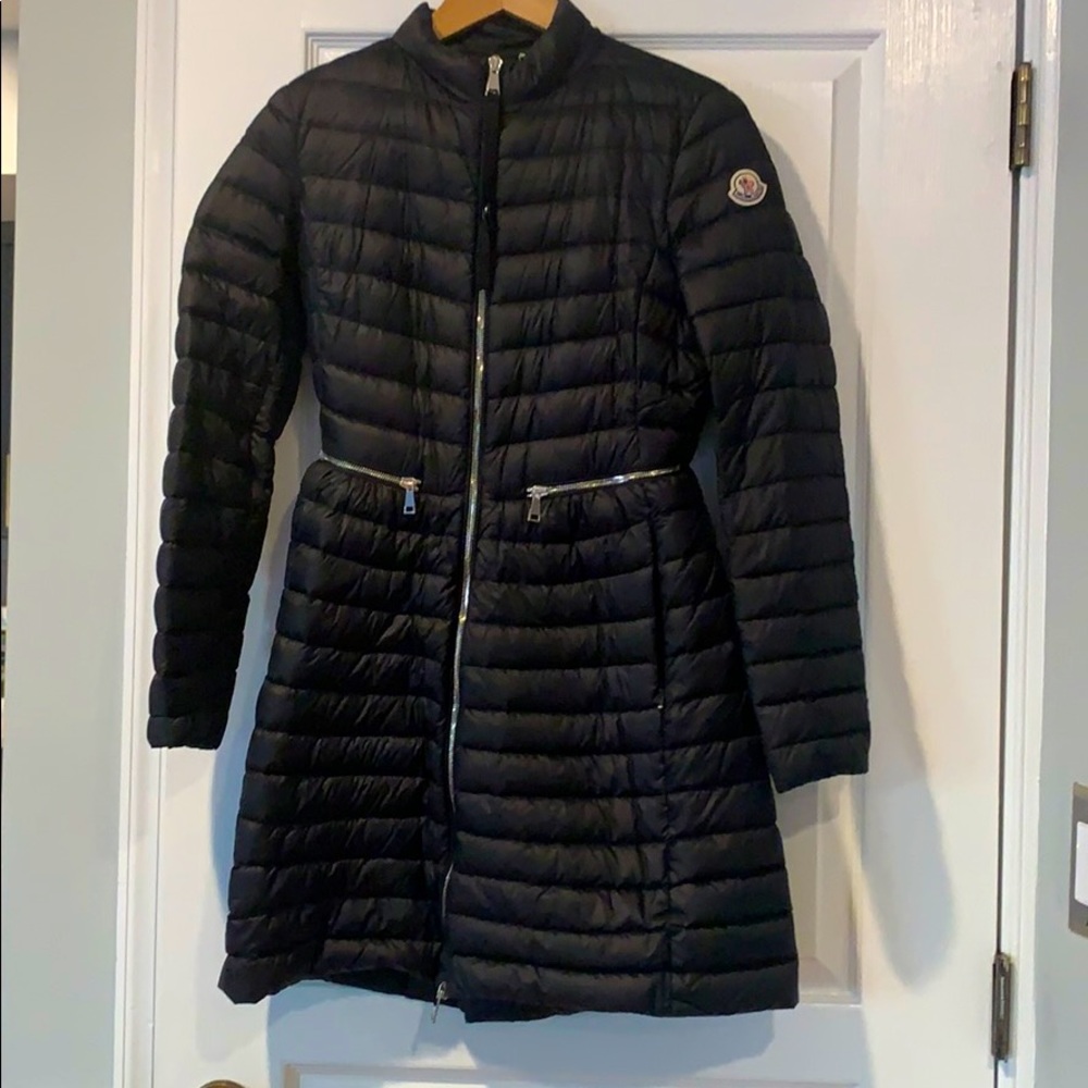 Moncler Black Sable Channel Quilted Down Coat